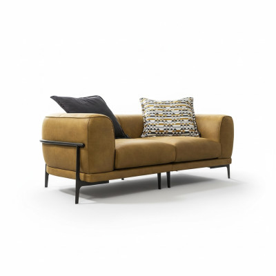 Nowoczesna sofa dwuosobowa 2 miejsce do siedzenia sofy nowoczesny design żółtej sztucznej skóry