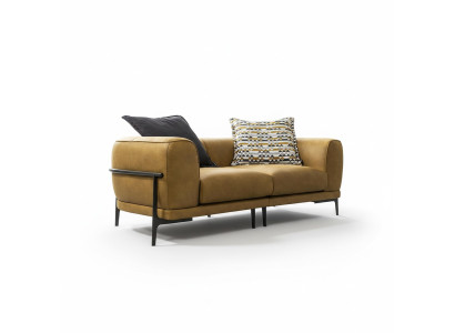 Nowoczesna sofa dwuosobowa 2 miejsce do siedzenia sofy nowoczesny design żółtej sztucznej skóry