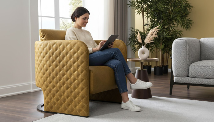 Fotel EarsFotel CocktailFotel miejsce siedzące Nowoczesna sztuczna skóra Yellow Design