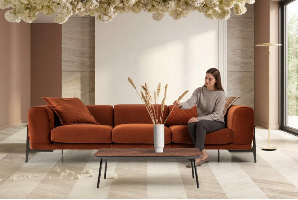 Sofa trzyosobowa 3 miejsce do siedzenia Sofa materiałowa Sofy Modern Red Material Couch Orange