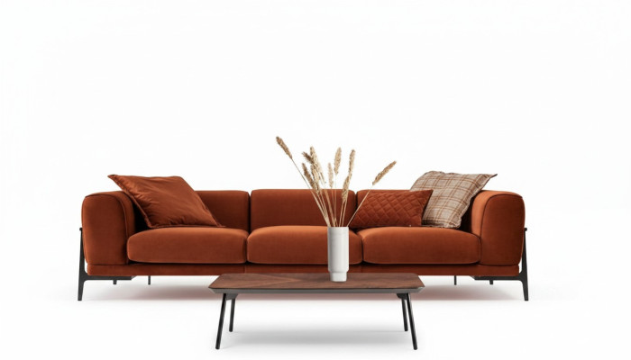 Sofa trzyosobowa 3 miejsce do siedzenia Sofa materiałowa Sofy Modern Red Material Couch Orange
