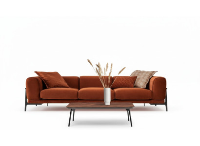Sofa trzyosobowa 3 miejsce do siedzenia Sofa materiałowa Sofy Modern Red Material Couch Orange