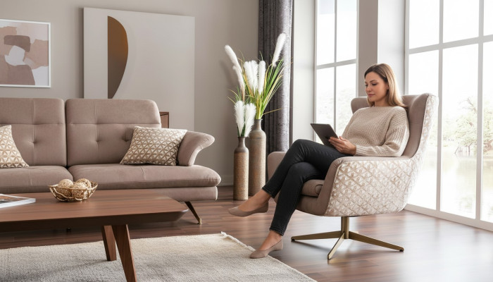 Nowoczesny Fotel EarsFotel Luxury CocktailFotel Beige sztuczna skóra Nowość