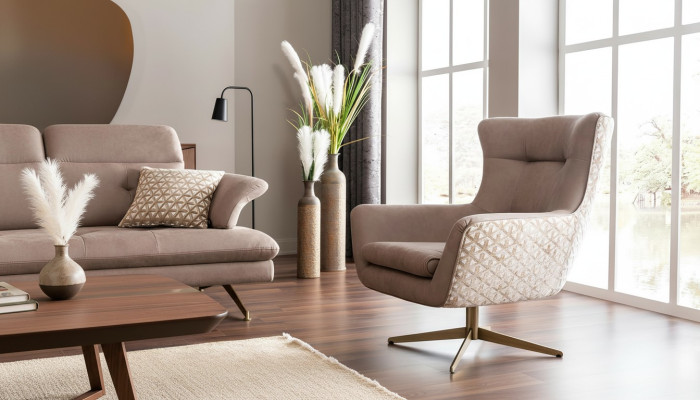 Nowoczesny Fotel EarsFotel Luxury CocktailFotel Beige sztuczna skóra Nowość