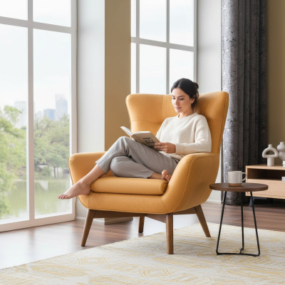 Fotel EarsFotel CocktailFotel miejsce siedzące Modern Design sztuczna skóra Żółty