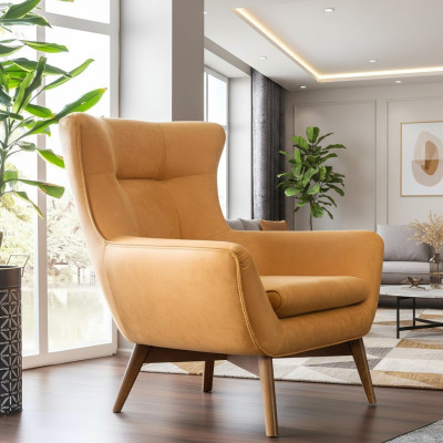 Fotel EarsFotel CocktailFotel miejsce siedzące Modern Design sztuczna skóra Żółty