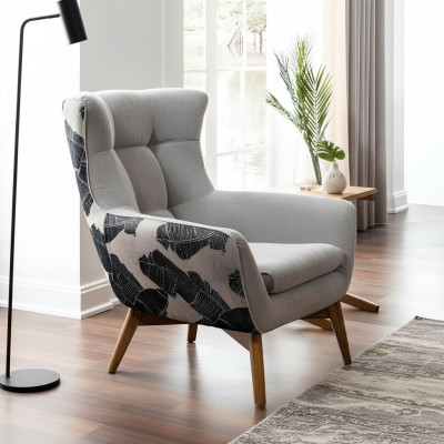 Fotel EarsFotel CocktailFotel miejsce do siedzenia Nowoczesny Design Szary Materiał Siedziba
