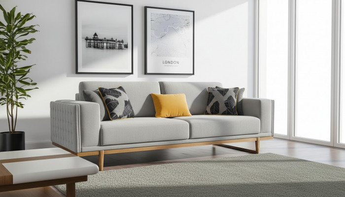 Sofa trzyosobowa 3 miejsce siedzące sofa materiałowa kanapa nowoczesna szara materiałowa nowa