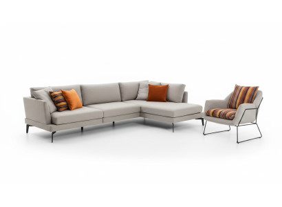 Zestaw sofowy Kanapa Fotel Szara Sofa Nowoczesne Meble Narożnikowa kanapa Zestaw Nowość