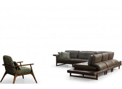Zestaw do Salonu Luksusowe Meble Sofa w Kształcie L Fotel Włókienniczy Zestaw mebli Nowy
