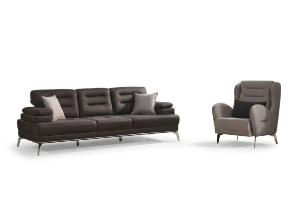 Zestaw sofowy 31 miejsce siedzące Obcios Sofa Fotel Materiał Czarny Nowoczesny zestaw