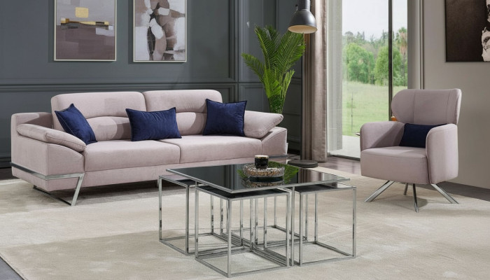 Grupa Living Room Zestaw sofowy 31 miejsce do siedzenia Grupa Szary Obcios