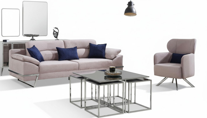 Grupa Living Room Zestaw sofowy 31 miejsce do siedzenia Grupa Szary Obcios
