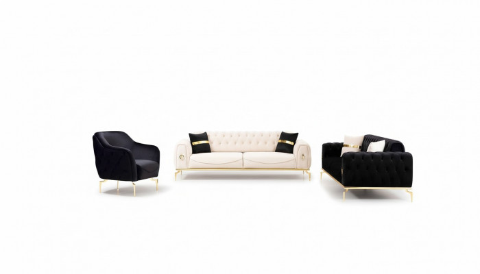 Stylowy komplet wypoczynkowy Chesterfield Stal nierdzewna Meble Sofas Fotel Zestaw wypoczynkowy