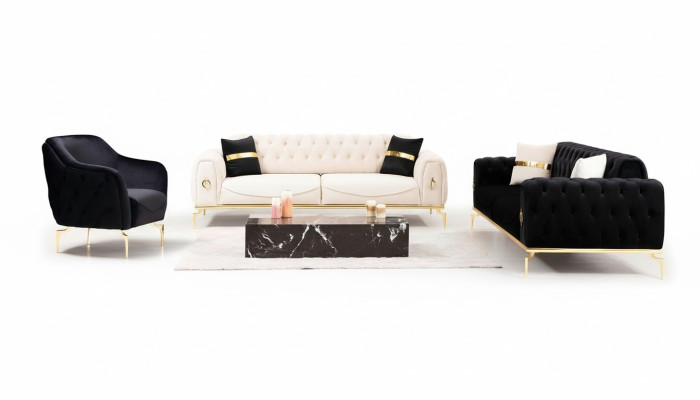 Zestaw wypoczynkowy Chesterfield luksusowy zestaw wypoczynkowy Meble tapicerowane trzymiejscowy Fotel