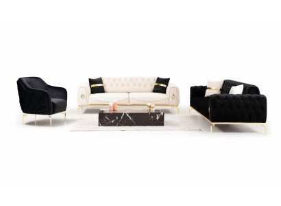 Zestaw wypoczynkowy Chesterfield luksusowy zestaw wypoczynkowy Meble tapicerowane trzymiejscowy Fotel