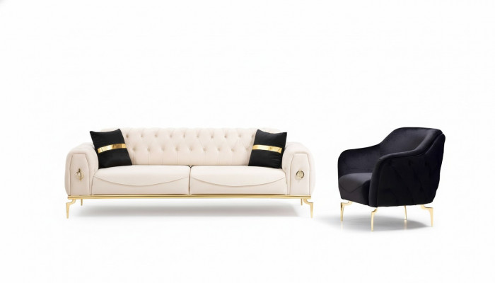Meble Chesterfield ze stali nierdzewnej luksusowy zestaw sofowy trzyosobowy zestaw wypoczynkowy