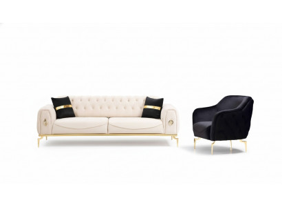 Meble Chesterfield ze stali nierdzewnej luksusowy zestaw sofowy trzyosobowy zestaw wypoczynkowy