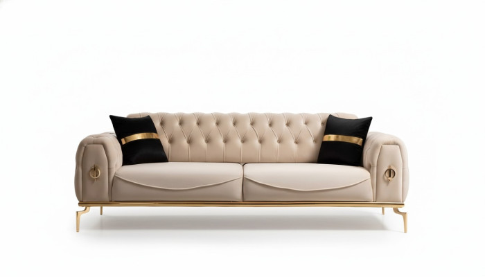 Nowoczesna sofa Chesterfield trzyosobowa sofa meblowa ze stali nierdzewnej