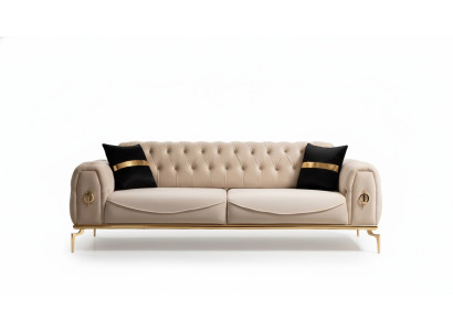 Nowoczesna sofa Chesterfield trzyosobowa sofa meblowa ze stali nierdzewnej