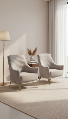 Fotel Grupa EarsFotel Modern Material miejsce do siedzenia Poliester Zestaw 2-częściowy Szary