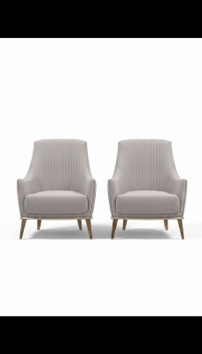Fotel Grupa EarsFotel Modern Material miejsce do siedzenia Poliester Zestaw 2-częściowy Szary
