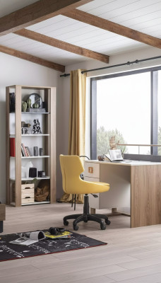 Biurko Dziecięce Biurko Półka na książkę Drewno Brązowy Zestaw 3-częściowy Fotel