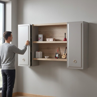 Szafka ścienna szafka ścienna żłobek Półka na książkę Drewno Grey Design