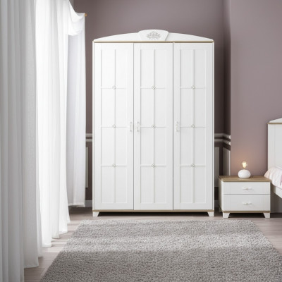 Design Szafa Szafa drewniana Meble Drewno luksusowe Biały 3 drzwi