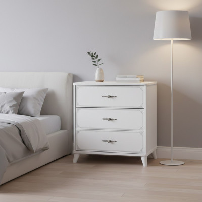Kredens Szafa Drewno Komody Sypialnia Design Biały Luxus