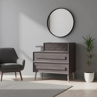 Kredens Szafa Drewno Komody Sypialnia Design Kredens Szary Luksus