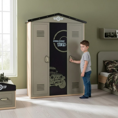 Szafa drewniana szafka luksusowa Szafa Meble Drewno 3 drzwi 0Design Green