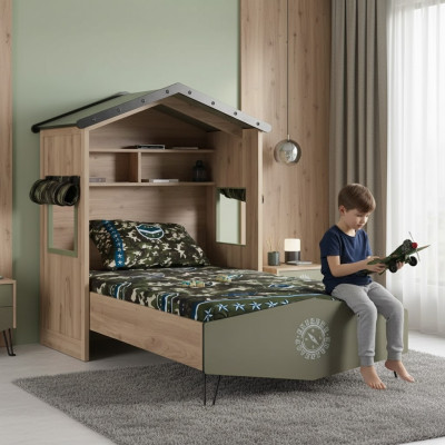 Design Rama łóżka Łóżko Drewno Zielone Meble dziecięce chłopięce łóżko składane Modern