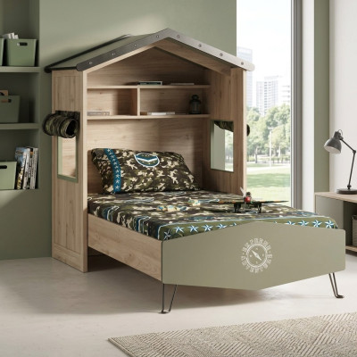 Design Rama łóżka Łóżko Drewno Zielone Meble dziecięce chłopięce łóżko składane Modern