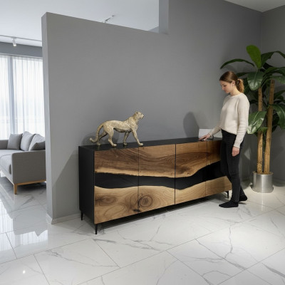 Żywica epoksydowa Kredens Brązowy Salon Drewno Kredens Modern