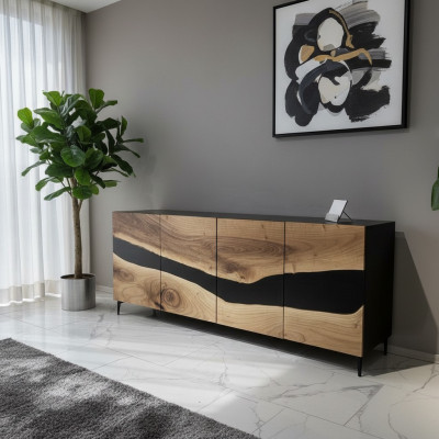 Żywica epoksydowa Kredens Brązowy Salon Drewno Kredens Modern