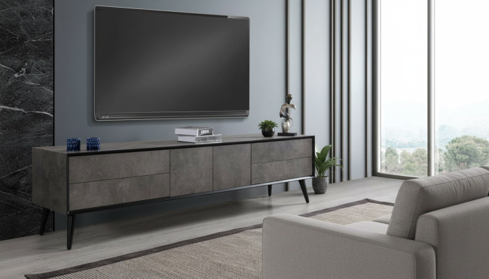 RTV Szafka RTV Salon Szare Drewno Kredens Tabela Modern