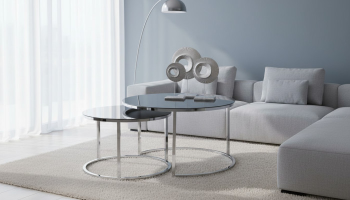 stolik kawowy luksusowy zestaw stolik kawowy srebrny design do salonu