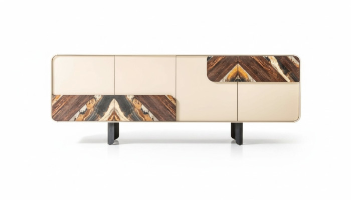 Kredens Komoda Kredens Beżowe Drewno Nowoczesne Meble Szafa Design