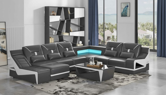 Żywy krajobraz Sofa U Shape Narożnikowa kanapa Designerska sofa Czarny zestaw narożny
