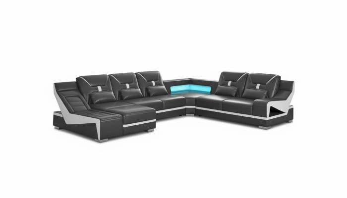 Żywy krajobraz Sofa U Shape Narożnikowa kanapa Designerska sofa Czarny zestaw narożny