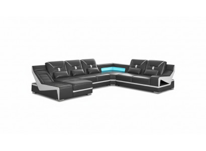 Żywy krajobraz Sofa U Shape Narożnikowa kanapa Designerska sofa Czarny zestaw narożny