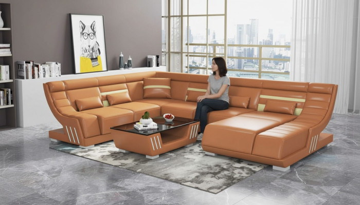 Design Sofy Żywy krajobraz Sofa U Shape Narożnikowa kanapa Brown Couches Meble