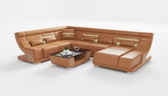 Design Sofy Żywy krajobraz Sofa U Shape Narożnikowa kanapa Brown Couches Meble