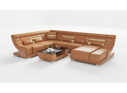 Design Sofy Żywy krajobraz Sofa U Shape Narożnikowa kanapa Brown Couches Meble