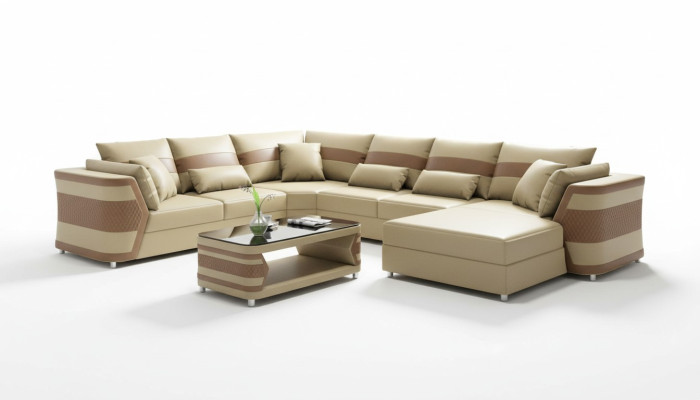 Żywy krajobraz xxl Sofa U Shape Duży Narożnikowa kanapa Sofa Skórzana Sofy Beżowe Kanapy