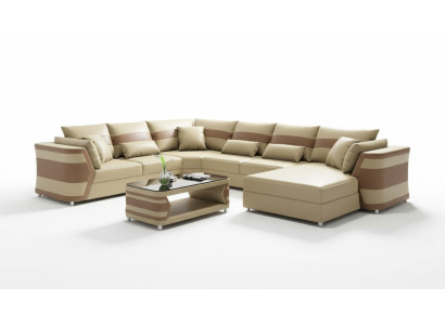 Żywy krajobraz xxl Sofa U Shape Duży Narożnikowa kanapa Sofa Skórzana Sofy Beżowe Kanapy