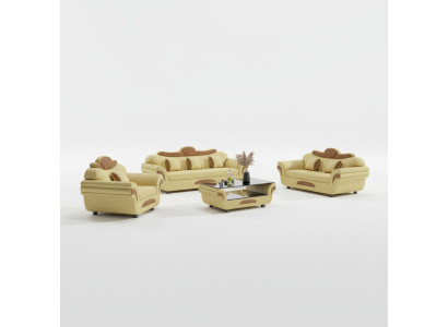 Zestaw kanapowy Zestaw sofowy skórzane sofy kompletna sofa 3-częściowa brązowa