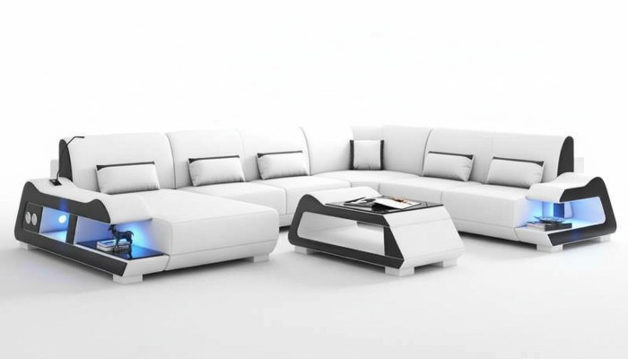 Duża sofa Żywy krajobraz XXL U w kształcie Narożnikowa kanapa skórzana Sofy Białe sofy
