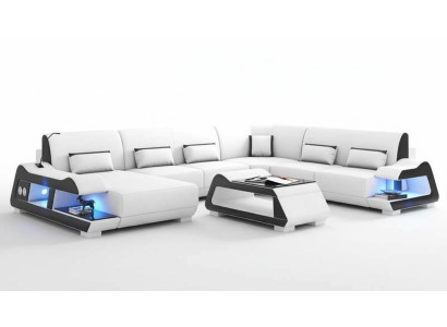 Duża sofa Żywy krajobraz XXL U w kształcie Narożnikowa kanapa skórzana Sofy Białe sofy